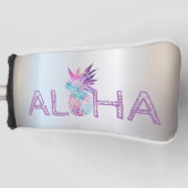 Schattige anananas Aloha Hawaiian, zilver Golfheadcover (Voorkant)