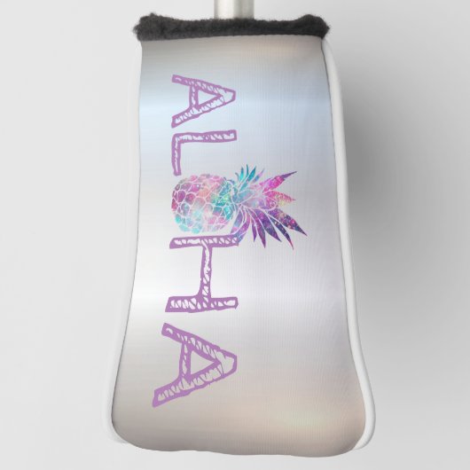 Schattige anananas Aloha Hawaiian, zilver Golfheadcover (Draai 90)