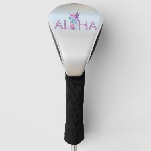 Schattige anananas Aloha Hawaiian, zilver Golfheadcover (Voorkant)