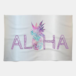 Schattige anananas Aloha Hawaiian, zilver Theedoek