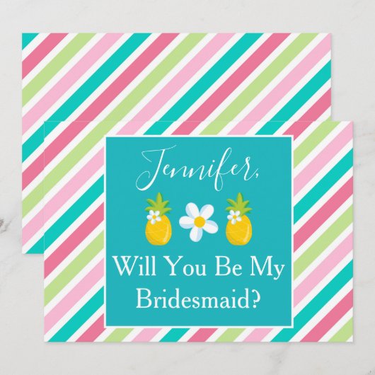 Schattige ananas bruidsmeisje voorstel kaart (Voorkant / Achterkant)