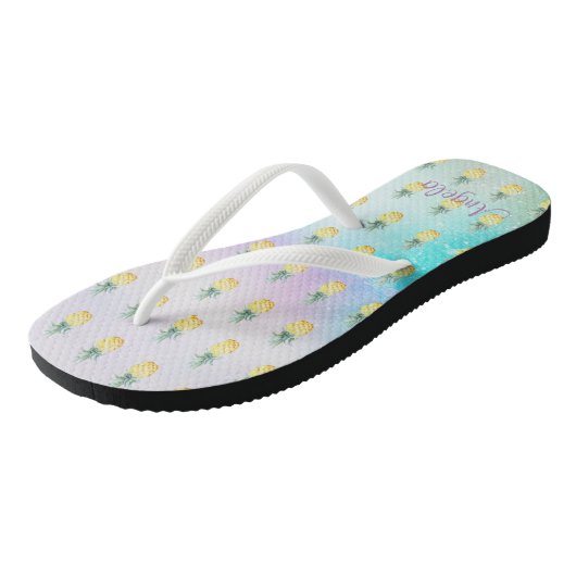 Schattige ananas Ombre Paint Splash Teenslippers (Schuin)