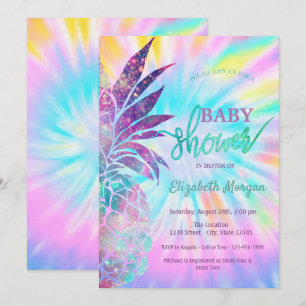 Schattige Ananas Tie Dye Baby Shower Kaart