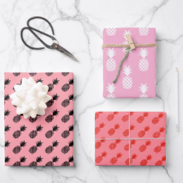Schattige ananaspatroon op roze inpakpapier vel