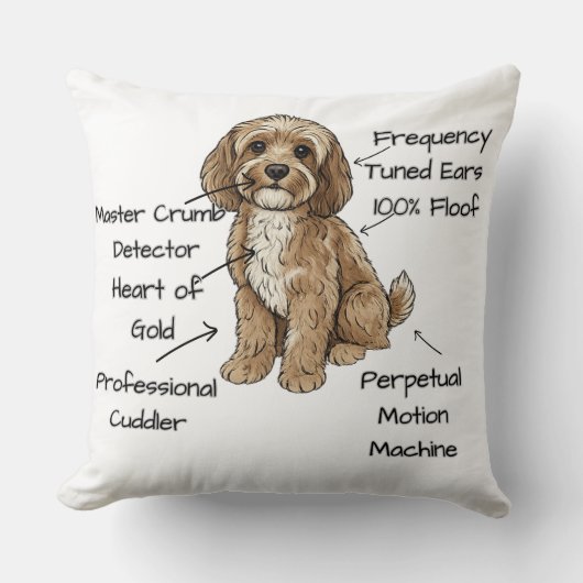 Schattige anatomie van een Cockapoo-hondliefhebber Kussen (Voorkant)