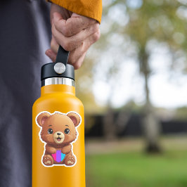 Schattige Androgyn Pride Vlag Beer met Hart Sticker