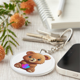 Schattige Androgynous Pride Flag Beer Holding Hear Sleutelhanger