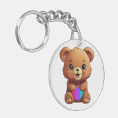 Schattige Androgynous Pride Flag Beer Holding Hear Sleutelhanger (Voorkant Links)