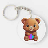 Schattige Androgynous Pride Flag Beer Holding Hear Sleutelhanger (Voorkant)