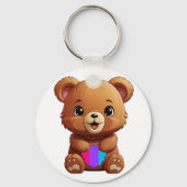 Schattige Androgynous Pride Flag Beer Holding Hear Sleutelhanger (Voorkant)