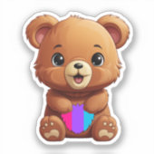 Schattige Androgynous Pride Flag Beer Holding Hear Sticker (Voorkant)