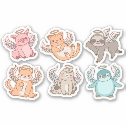 SCHATTIGE ANGEL ANIMALS KARAKTERS SET STICKER (Voorkant)