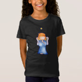Schattige Angel of Peace Meisje blauw Kerst T-shir T-shirt (Voorkant)