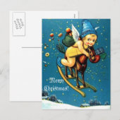 Schattige Angel op Vliegend Rocking Horse Vrolijk  Feestdagenkaart (Voorkant / Achterkant)
