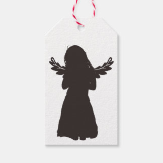 Schattige Angel Silhouet (kies een achtergrondkleu Cadeaulabel