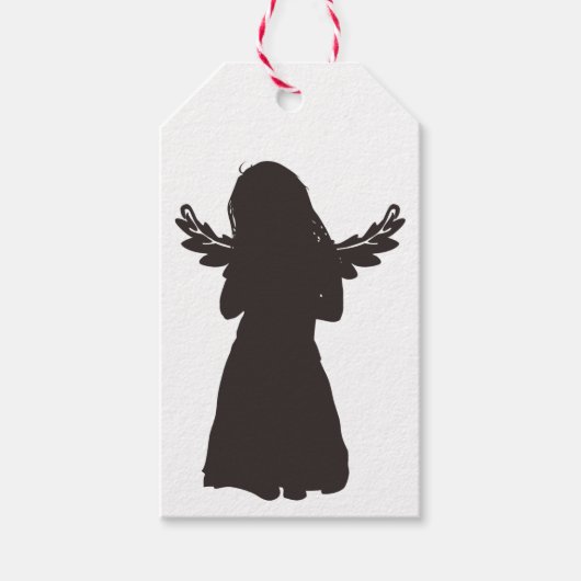 Schattige Angel Silhouet (kies een achtergrondkleu Cadeaulabel (Voorkant)