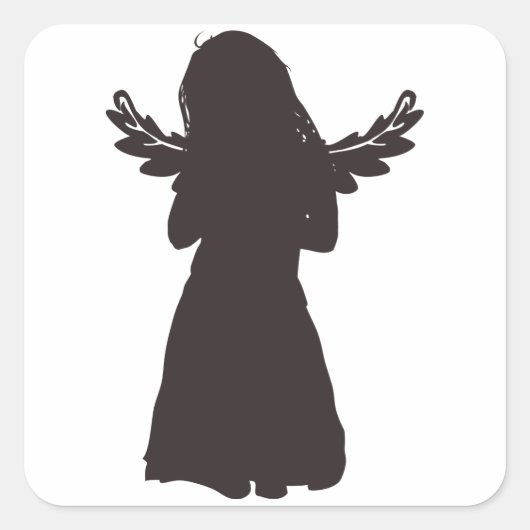 Schattige Angel Silhouet (kies een achtergrondkleu Vierkante Sticker (Voorkant)