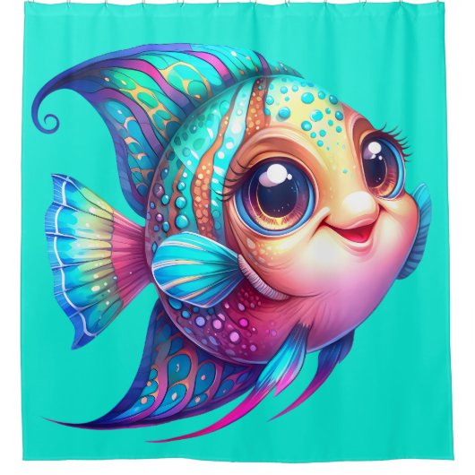 schattige Angelfish Splash Douchegordijn (Voorkant)