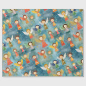 Schattige Angels Christmas Cadeaupapier (Vlak)