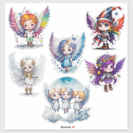 Schattige Angels Custom-Cut Vinyl Sticker (Vel)