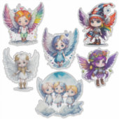 Schattige Angels Custom-Cut Vinyl Sticker (Voorkant)