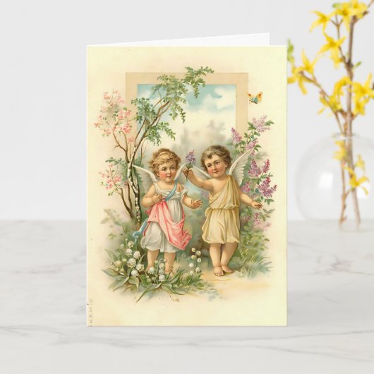  Schattige Angels Kerstboodschap Kaart (Gele Bloem)