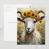 Schattige Angora Geit in de Zonnebloemenvelden Briefkaart (Voorkant / Achterkant)