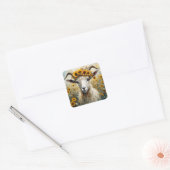 Schattige Angora Geit in de Zonnebloemenvelden Vierkante Sticker (Envelop)