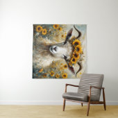 Schattige Angora Geit in de Zonnebloemenvelden Wandkleed (In Situ (horizontaal))