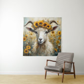 Schattige Angora Geit in de Zonnebloemenvelden Wandkleed (In situ)