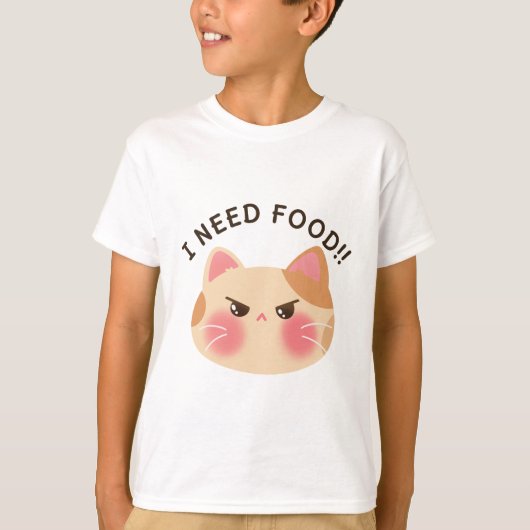 Schattige Angry Cat gezegde Ik heb eten nodig T-shirt (Voorkant)