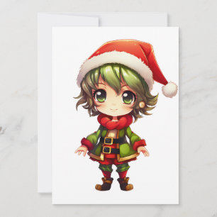 Schattige Anime Elf Feestdagenkaart