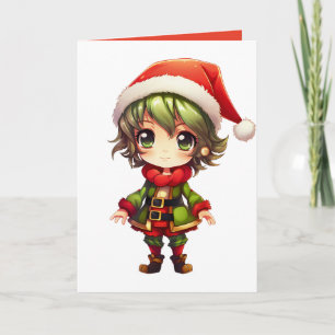 Schattige anime-elf kaart