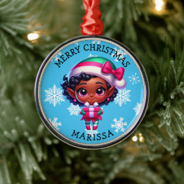 Schattige Anime Elf van Kleur Persoonlijke Kerstmi Metalen Ornament