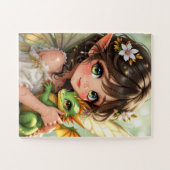 Schattige Anime Fee en Chibi Draak Legpuzzel (Horizontaal)