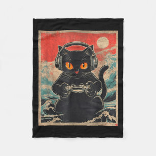 Schattige Anime Gamer Kawaii Kat Japanse Gaming Ca Fleece Deken