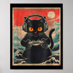 Schattige Anime Gamer Kawaii Kat Japanse Gaming Ge Poster