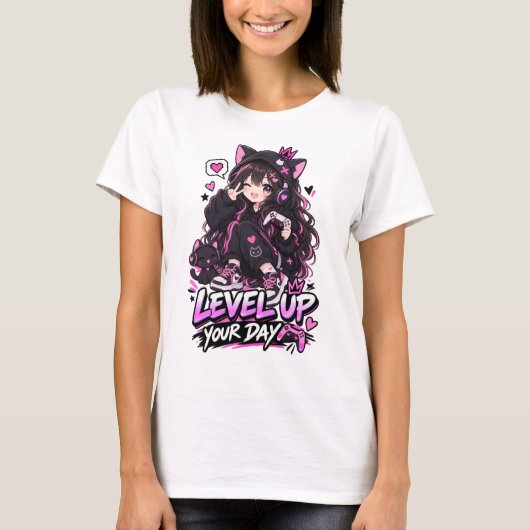 Schattige Anime Gamer T-shirt (Voorkant)