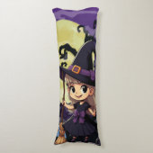 Schattige Anime Halloween Heks Lichaamskussen (Voorkant Verticaal)