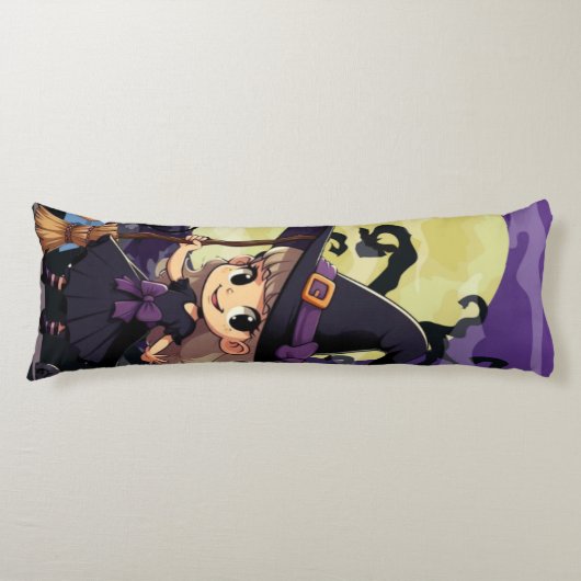 Schattige Anime Halloween Heks Lichaamskussen (Voorkant)