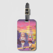 Schattige anime ijs meisjes bagagelabel (Voorkant (verticaal))