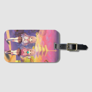 Schattige anime ijs meisjes bagagelabel