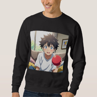 Schattige Anime Jongen met Blauwe Ogen die een Rod Trui