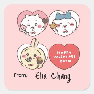 Schattige anime kawaii valentijnsticker vierkante sticker