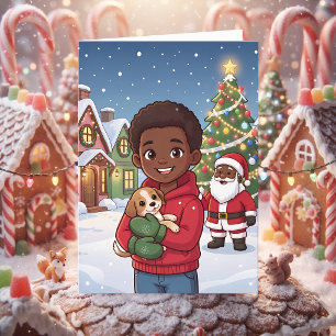 Schattige Anime Kinderen Kerst en Kleurplaat Kaart