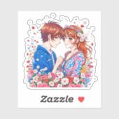 Schattige anime koppel knuffelen sticker (Vel)