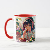 Schattige anime meisje eten aardbeien | Zomerdag Mok (Links)