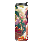 Schattige anime meisje eten aardbeien | Zomerdag Thermosbeker (Gedraaid links)