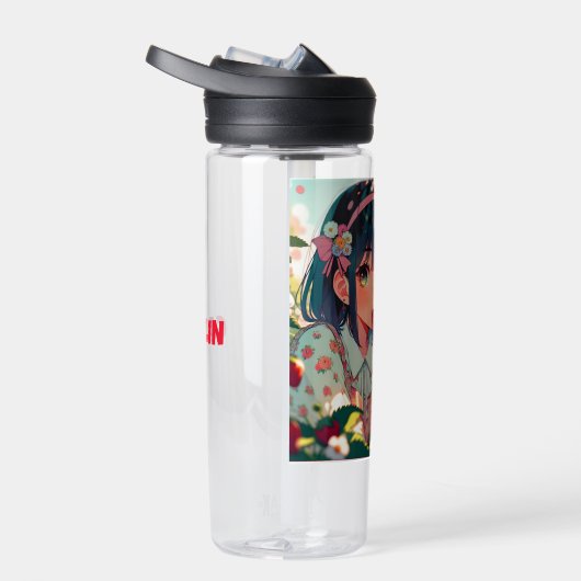 Schattige anime meisje eten aardbeien | Zomerdag Waterfles (Rechts)