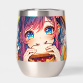 Schattige anime meisje eten een pindakaas en gelei (Achterkant)